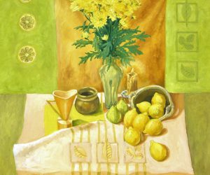 Lemons, Leaves & Chrysthanthmums artwork