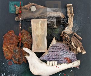 <b>Highland Clearances</b>
<br>
30x30cm
<br>
Found objects mixed media on board
<br>
£275 Highland Clearances artwork