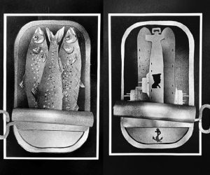 <b>Tin full of People</b>
<br>
cut stencil relief & spray paints
<br>
40cm x 29cm
<br>
£350
