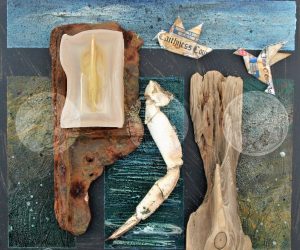 <b>Land, Sea & Air</b>
<br>
30x30cm
<br>
Found objects mixed media on board
<br>
£275 Land, Sea & Air artwork